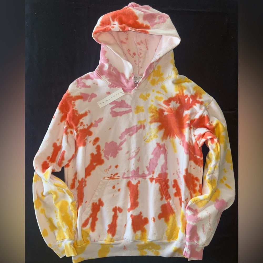 $278 Trina Turk Mazie Tie Dye Hoodie Sweatshirt Medium NWT - Picture 1 of 4